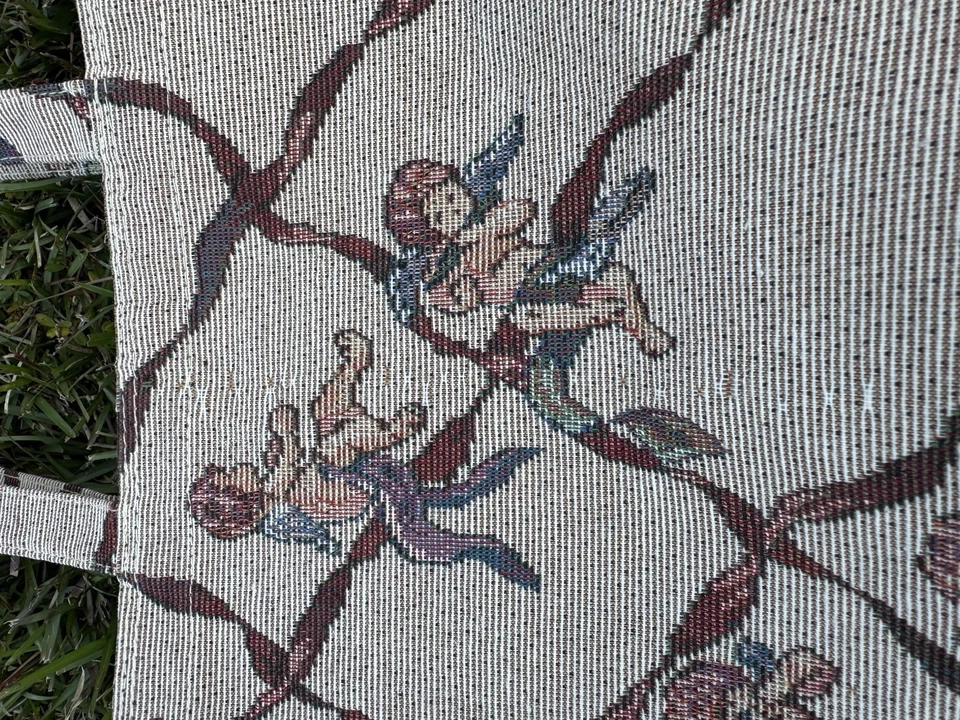 Херувим ангел гобелен холст бежевый сумка с короткими ручками двойной ремни Snap 13 X 13 - Изображение 3 из 4