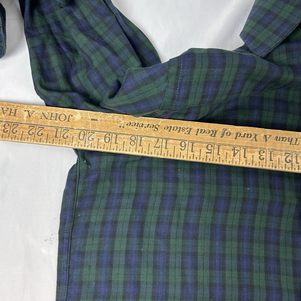 Camisa con botones de manga larga a cuadros verde azul Arrow para hombre S 14-14 1/2 sin arrugas Foto 4 de 4