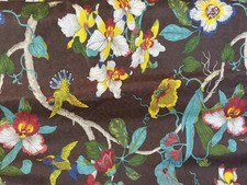 Full Size 3 Side Zipper Linen Printing Birds Brown Futon Cover Sofa DayBed Co...