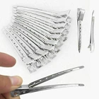 12x HAIRDRESSING SILVER SECTIONING HAIR CLIP SALON QUALITY CLAMP METAL CLIPS BOW