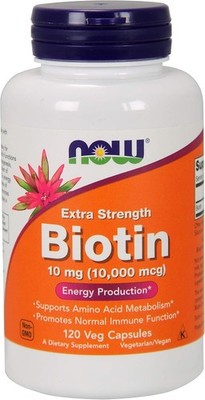NOW FOODS, BIOTIN 10mg Energie 10.000mcg 120 Veg. Kapseln SUPER PREIS