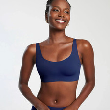 Evelyn Bobbie Scoop Bra 2XL Blue Seamless No Cups Wirefree Ultra-Lift Comfort