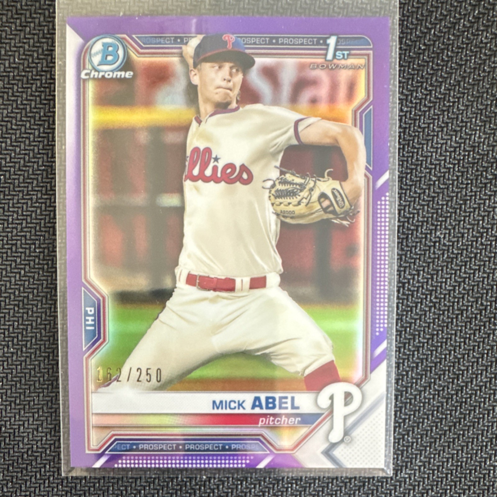 Topps 2021 Bowman Chrome Mick Abel BCP-42 Purple Refractor /250 Phillies Rookie