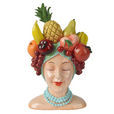 VASO DONNA A FORMA DI TESTA CON FRUTTA H37 D23 IN POLIRESINA ARREDAMENTO INTERN
