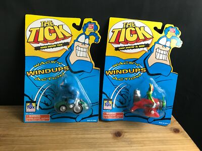 NEW 1995 LOT OF 2 BANDAI THE TICK Toy Wind-Up figures CROP DUSTIN' EL SEED+TICK