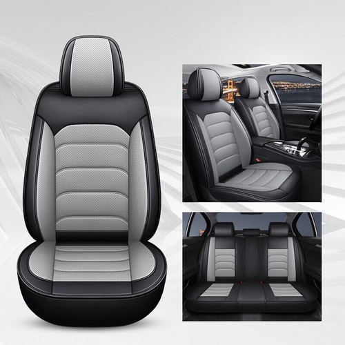 Car Seat Cover luxury Leather 5-Seats Full Front +Rear Protector For Toyota Gray - Picture 4 of 13