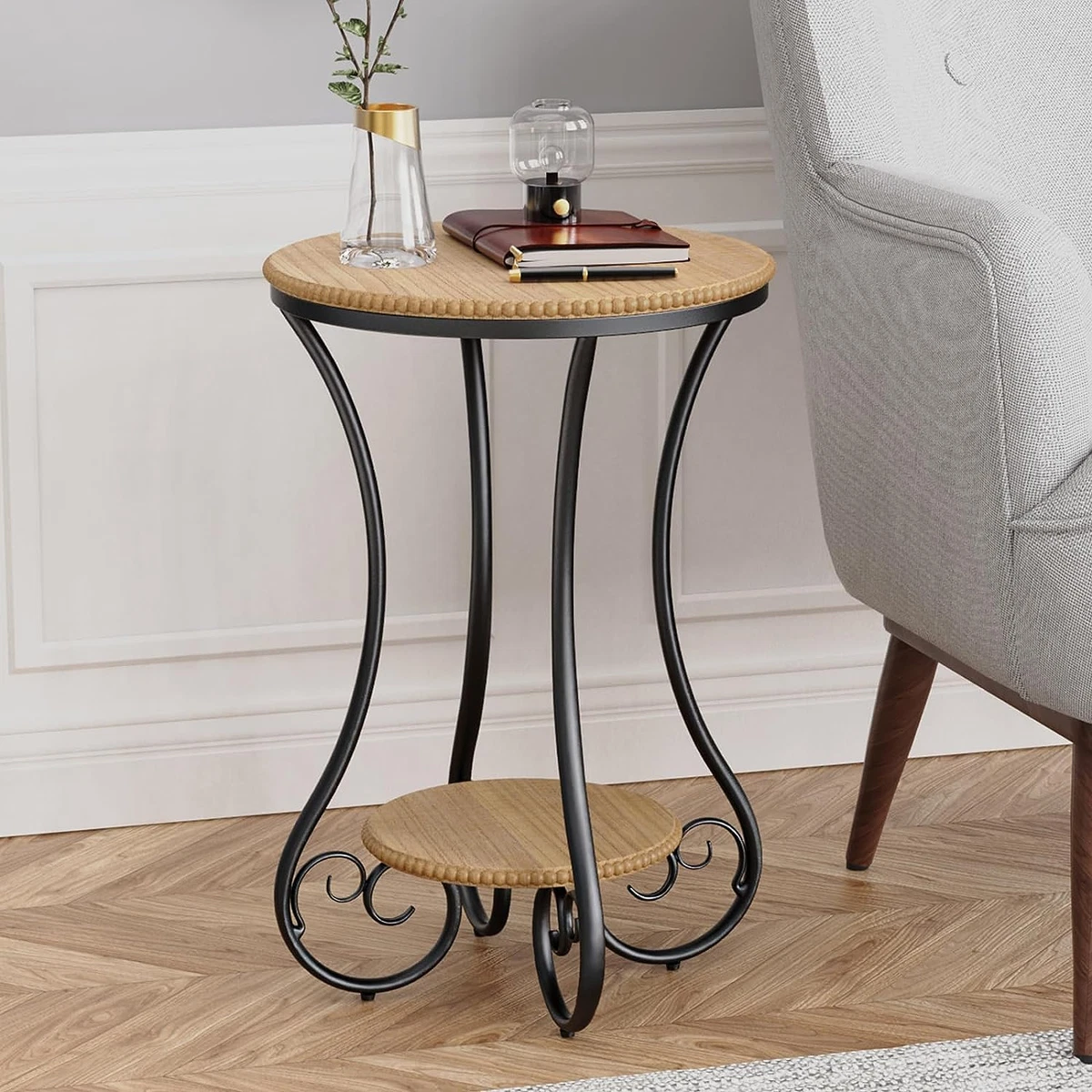 Round farmhouse on sale style end tables