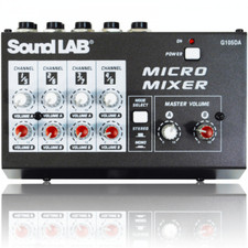 Soundlab 4 Channel Stereo Microphone Mixer with Volume Control and Mono Select