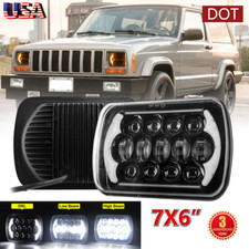 5x6 7x6 Led Headlights Drl Hilo Beam Dot For Jeep Cherokee Xj 1984-2001 New