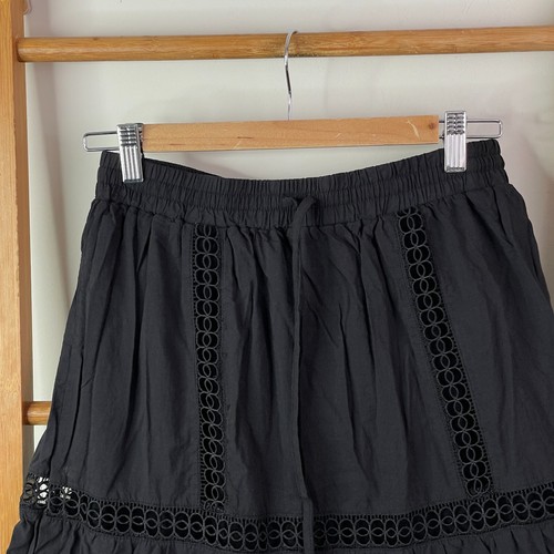 Katies Maxi Skirt Womens 10 Black Tiered Crochet Ruffle Hem Pullover Lined Boho - Picture 4 of 10