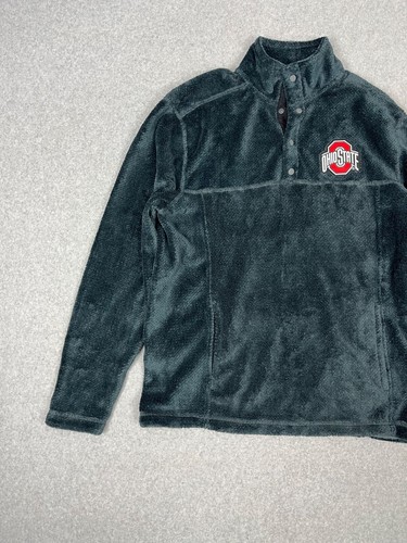 Ohio State Unv Buckeyes Pullover Damen M grau Viertel Druckknopf Fleece Tasche - Bild 3 von 13