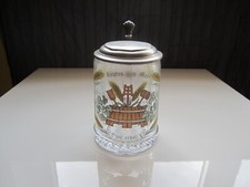 ALWE Glas Bierkrug mit Zinndeckel 95% Zinn "Hopfen u. Malz Gott erhalt&acute;s "