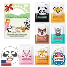 evpct 7 Pack Animal Face Masks Skincare for Kids Spa, Kid Girls Animal Facial