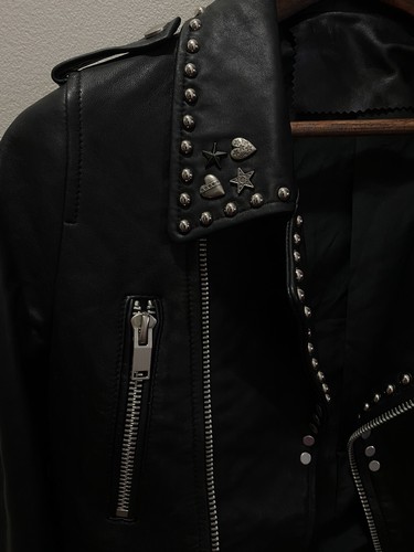 Displayed Women Lady’s Genuine Leather Jackets Black Goat Leather - Picture 2 of 5