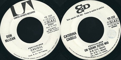 Disco 45 Giri Don Mclean / Caterina Caselli    Dreidel Ein Träumen Alles Meine