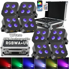 4x25W RGBWA UV LED PAR Stage Light Rechargeable Battery DJ Light Wireless Case