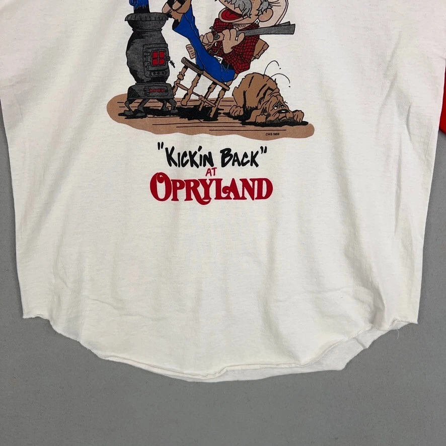 Camiseta de béisbol raglán Opryland Nashville grande roja escopeta vintage para hombre 1988 Foto 4 de 4