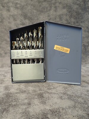 15-pc AMI Fractional Drill Bit Set 1/16'' - 1/2'' x 32nds Huot Case USA Made (W12)