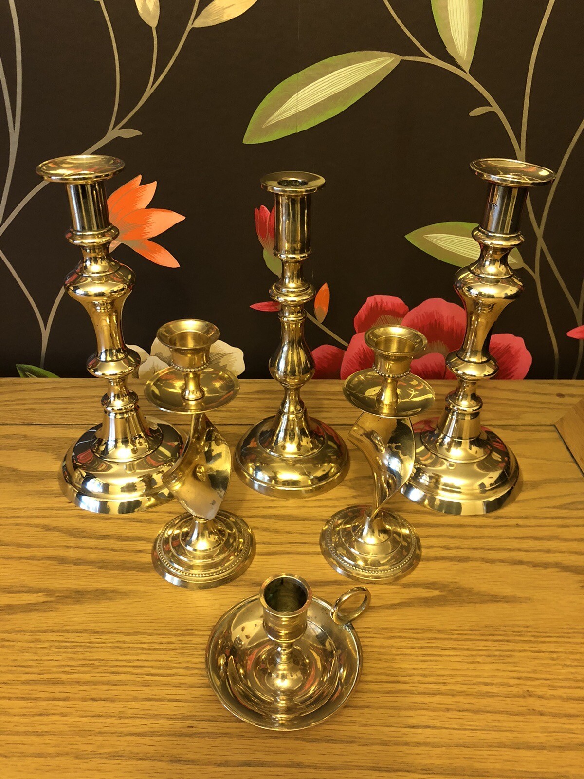 Vintage Brass Candlesticks Candleholders Job Lot of 6 Wedding / Home