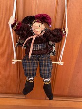 Vintage Winking Clown Jester Sitting on Swing Puppet Doll Marionette String