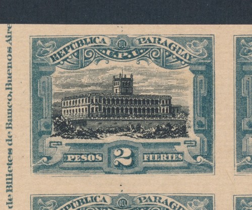 PARAGUAY STAMPS 1905 2 PESOS NATIONAL PALACE ABN COMPANY PROOFS w PLATE NO'S, VF - Picture 22 of 24