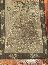 Large Double Sided Pashmina Scarf/Shawl/Wrap With Peacock Pattern