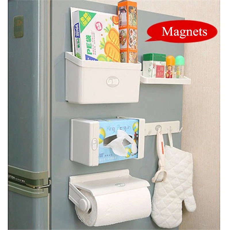 5Pc/set Magnetic Fridge Side Shelf Rack Hook Storage Organizer