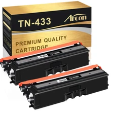 Compatible with Brother TN-433BK TN433 Black High Yield Toner Cartridges 2-Pack