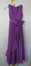 NWT Dideyttawl Purple Chiffon Bow Waist Ruffle Maxi Formal Dress Youth SZ 10-12