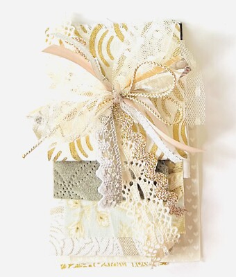 Shabby Chic Fabric, Ephemera Kit 20 Pieces Slow Stitch Junk Journal Crafting #22