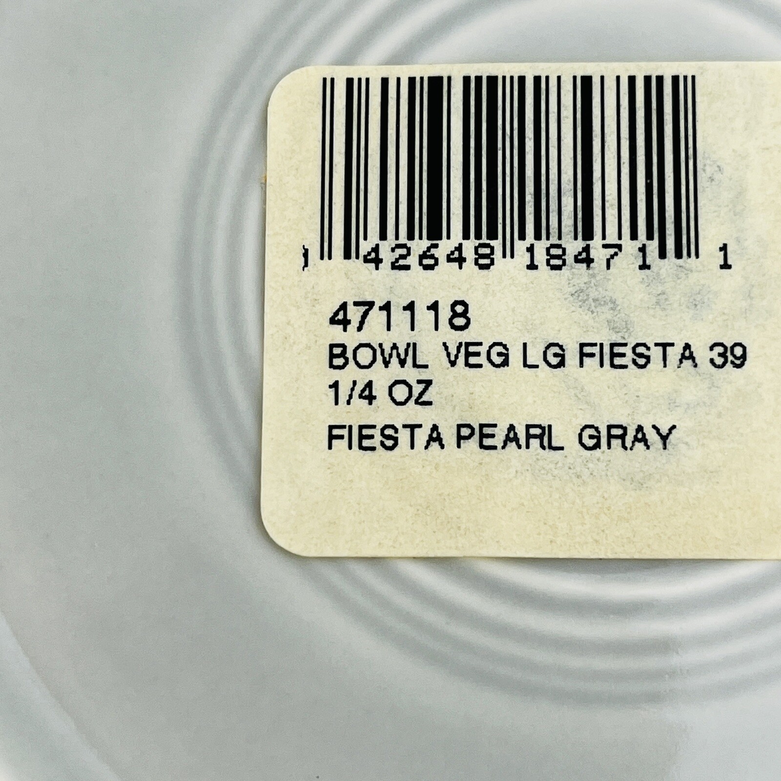 Fiesta Pearl Gray Vegetable Bowl 8" Round 39oz Homer Laughlin HLC