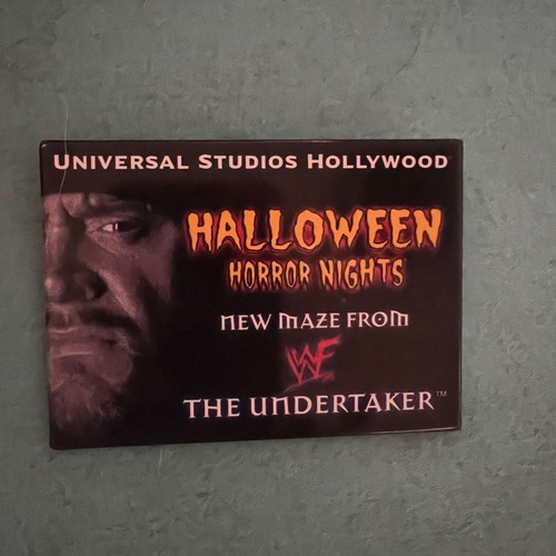 VTG RARE Universal Halloween Horror Nights Promo Pin THE UNDERTAKER Maze Button