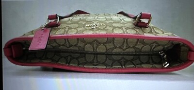 COACH HANDBAG F58282 OUTLINE SIGNATURE ZIP TOP TOTE Khaki Brown