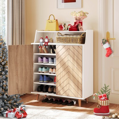 5-Tier Shoe Storage Cabinet with Door for Entryway Large Capacity Shoes Rack
