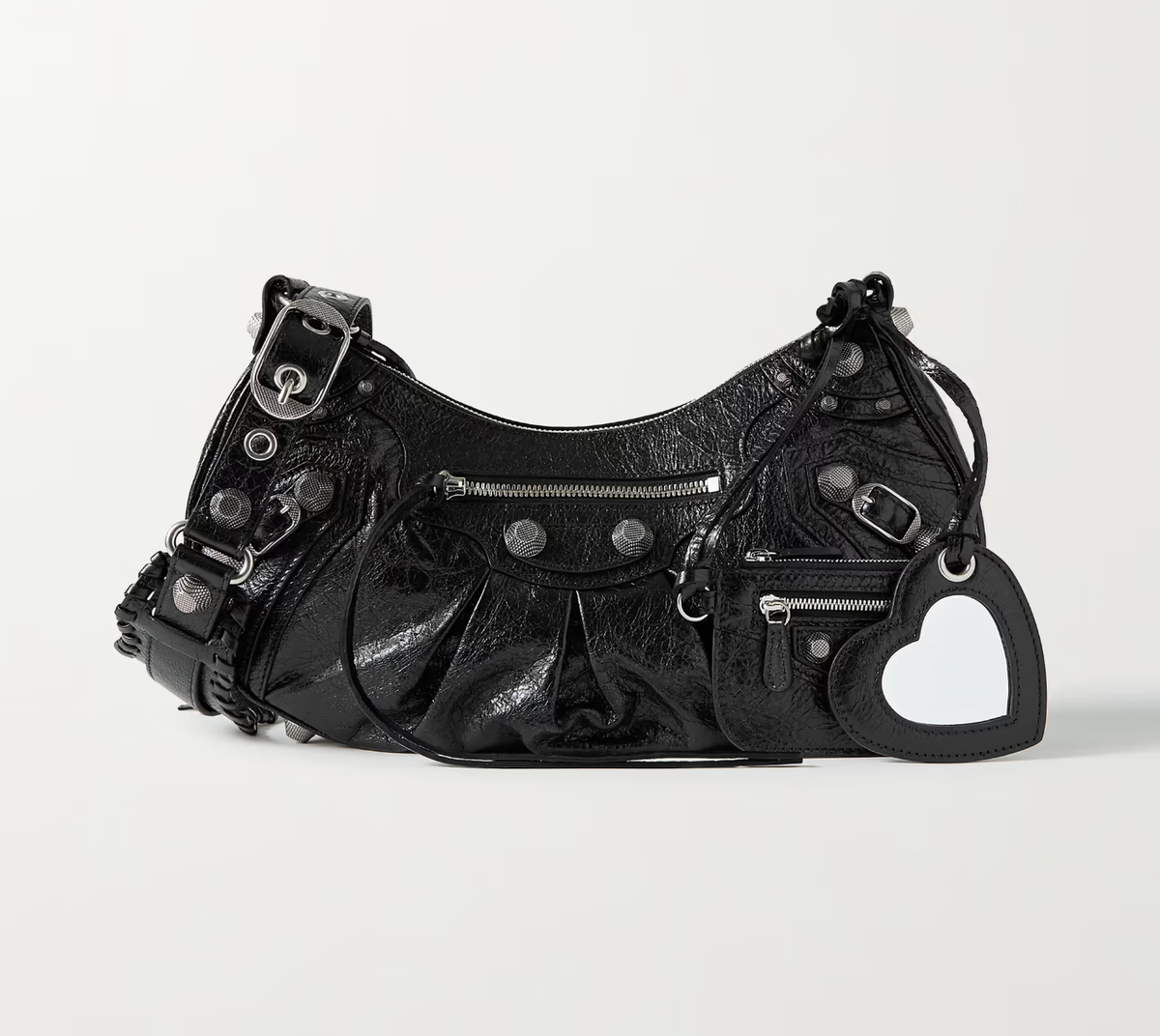 BALENCIAGA Le Cagole small studded crinkled-leather shoulder BALENCIAGA Le Cagole small studded crinkled-leather shoulder