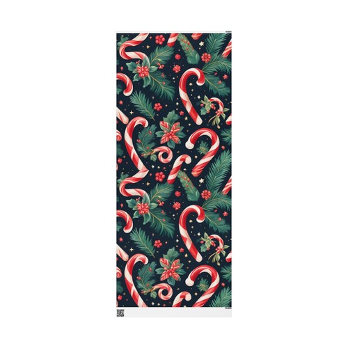 Candy Cane Holiday Wrapping Paper, Christmas Gift Wrap, Present Paper, Roll - Picture 11 of 13