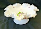 Fenton "Violets in the snow" Milk glass Silver Crest Dish