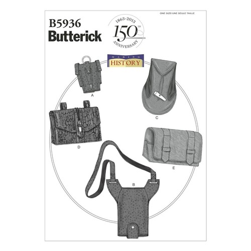 Butterick 5936 Leather Bag Satchel Belt Shoulder Pouches Bottle Carrier Pattern - Picture 2 of 4