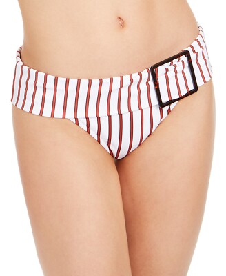 WeWoreWhat DARK RED STRIPES Annie Pinstripe Bikini Swim Bottom, US Medium