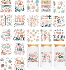 UV DTF Cup Sticker - 20 Sheet Boho Bible Verse UV DTF Transfer Sticker for Glass