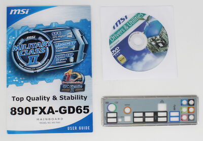 MSI 890FXA-GD65 MS-7640 V 3.0 SET Handbuch ATX IO Shield Slotblende CD (#19194)