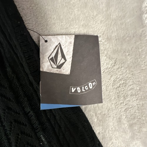 Volcom Cardigan Sweater Vest Womens Extra Small Black Open Knit Crochet - Picture 12 of 14