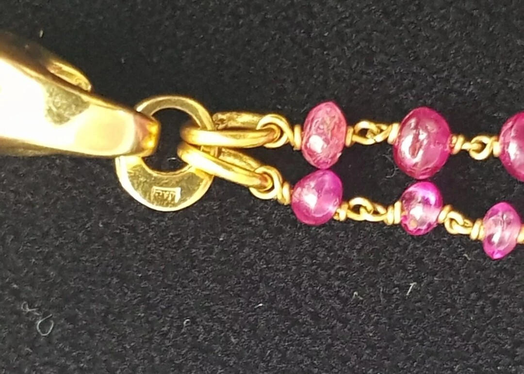18ct Solid Gold Necklace With Natural Ruby Heavy … - image 4