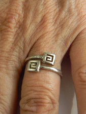 Vintage 925 Sterling Silver Dual Greek Key Bypass Ring Sz 7