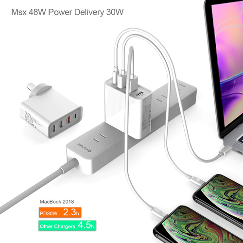 48W 4-Port Qualcomm Charger Quick Charge 3.0 USB C Wall Power Adapter 30W type c - Picture 20 of 23