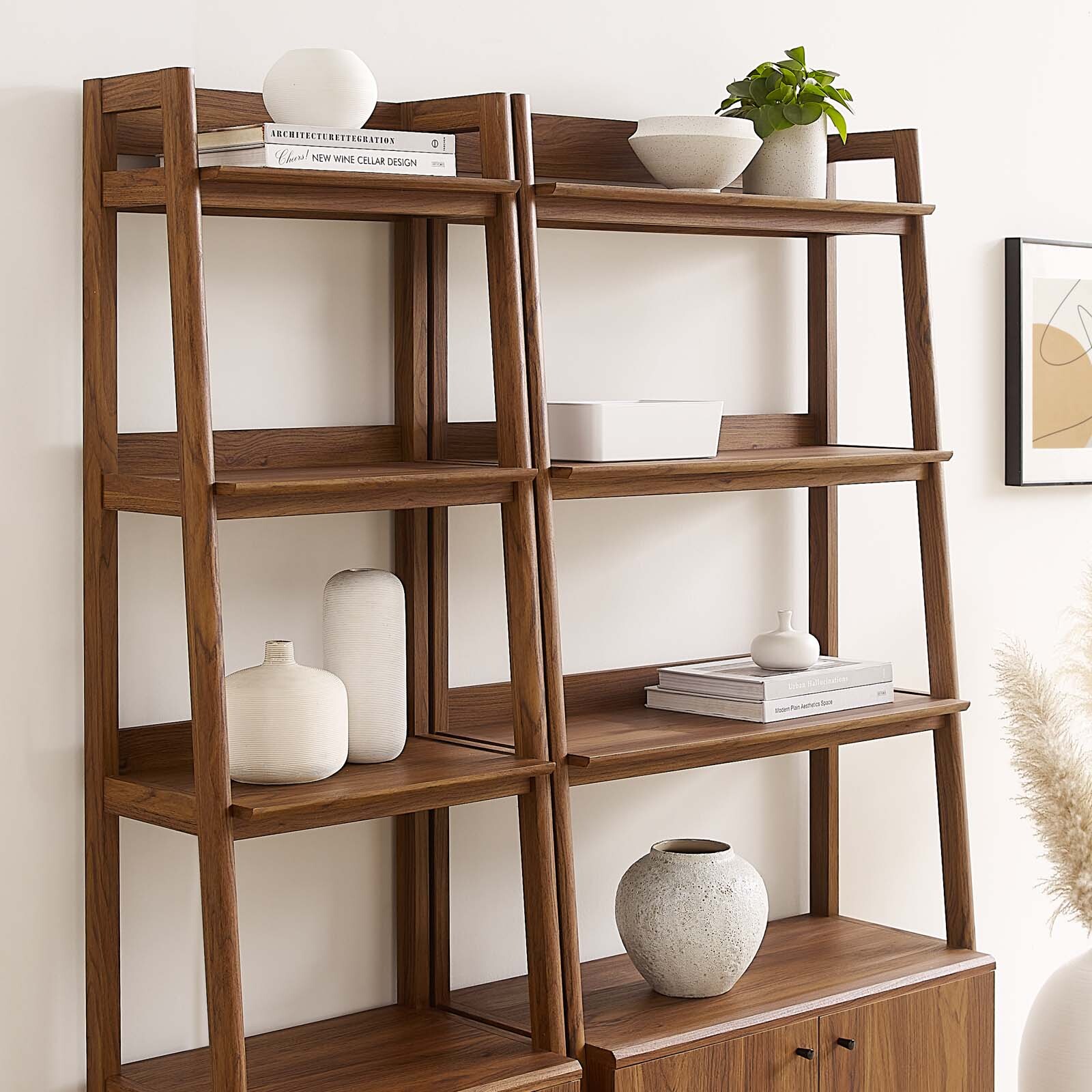 Modway Bixby Bookshelf Display Cases in Walnut - Set of 2 | eBay