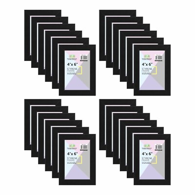 [Box mit 24] Schwarz 4''x6'' Styrol Bilderrahmen Poster Portrait Bild Wandhalterung