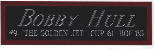BOBBY HULL BLACKHAWKS NAMEPLATE FOR AUTOGRAPHED SIGNED PHOTO-STICK-JERSEY-PUCK - Picture 1 of 3