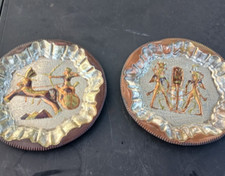 Pair of Egyptian copper decorative plates