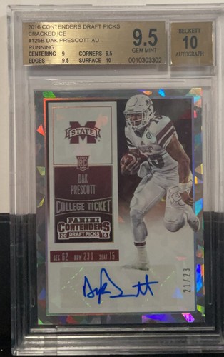 Dak Prescott 2016 Contenders Picks Cracked ICE /23 RC BGS 9.5 AUTO 10 GEM MINT